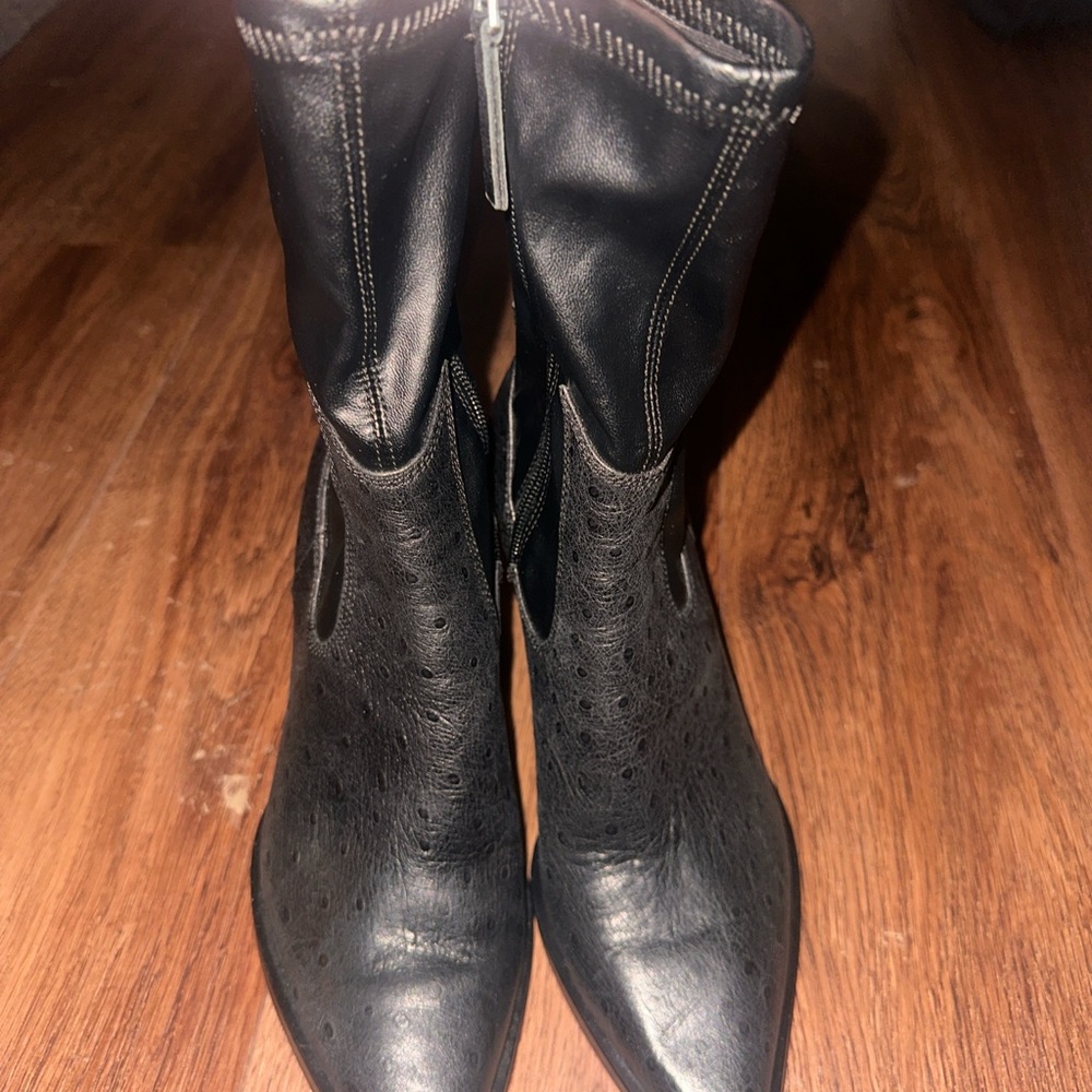 Dolce Vita Black Heeled Boots with Pointed Toe and Zipper